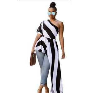 One shoulder strips top Size L